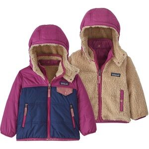 Patagonia Magenta and Navy Baby Reversible Tribbles Hoody
